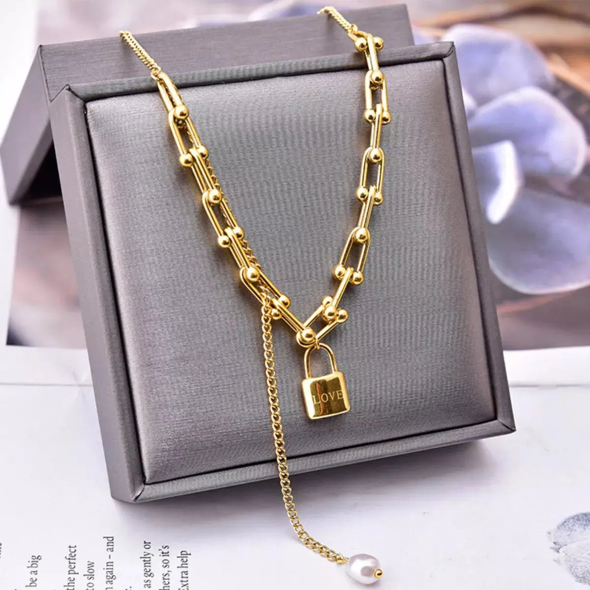 18K Gold-Plated Lock Pendant Necklace Simply Love