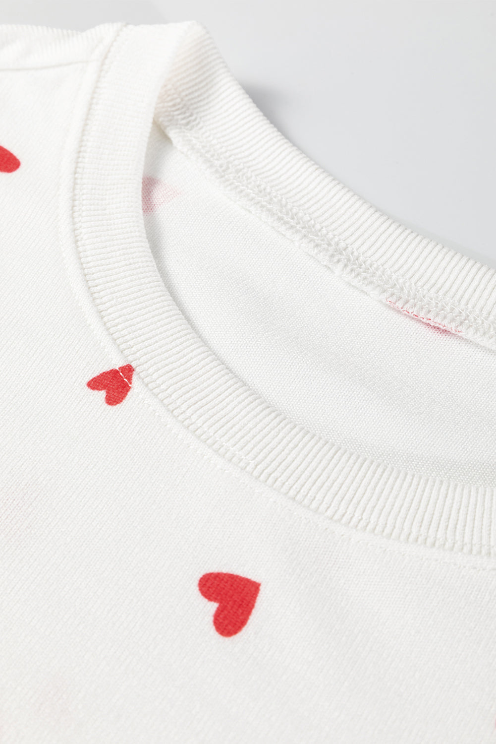 Fiery Red Tiny Hearts Printed Long Sleeve Top And Drawstring Lounge Pants Set Dear-Lover Dropshipping