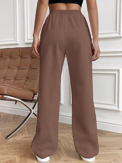 Versatile drawstring wide-leg trousers with convenient pockets