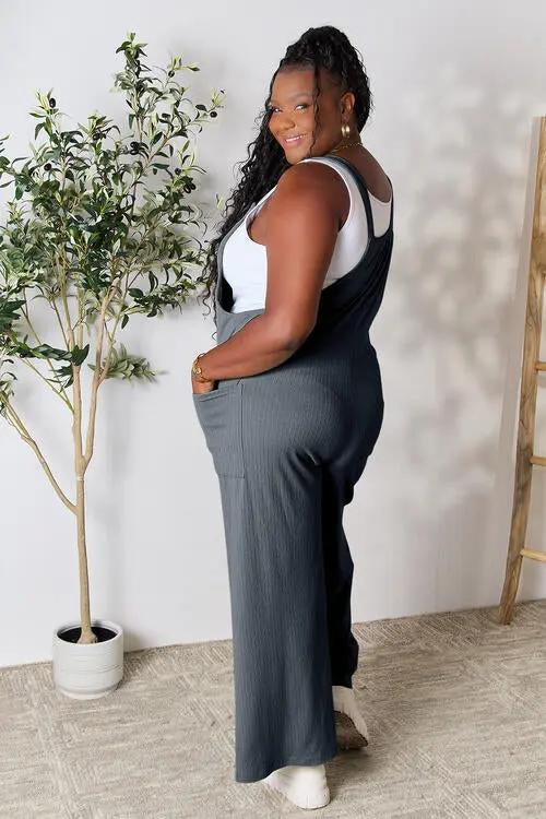 Double Take Full Size Wide Strap Overall with Pockets - Love Salve