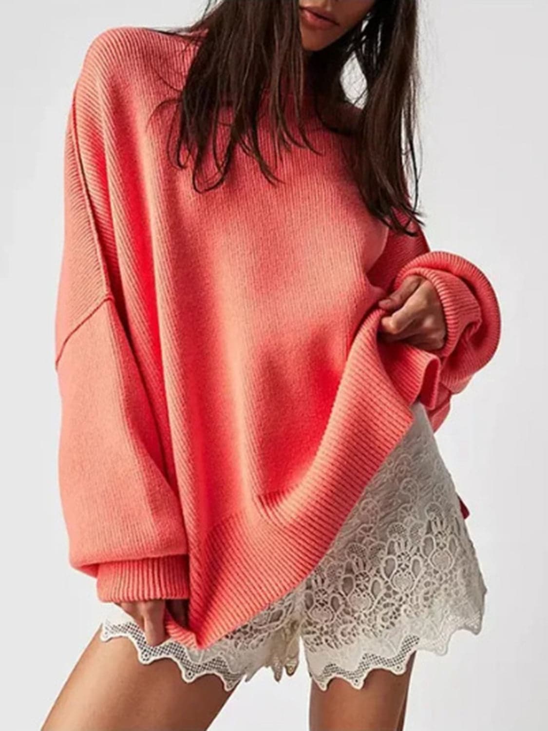 Cozy chic long sleeve sweater with side slits