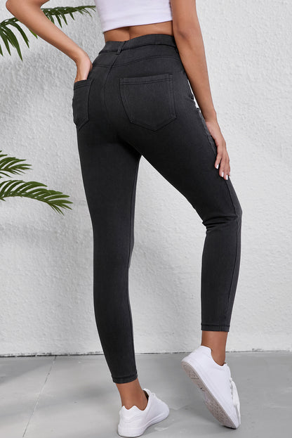 Chic black high-waisted skinny ankle jeans