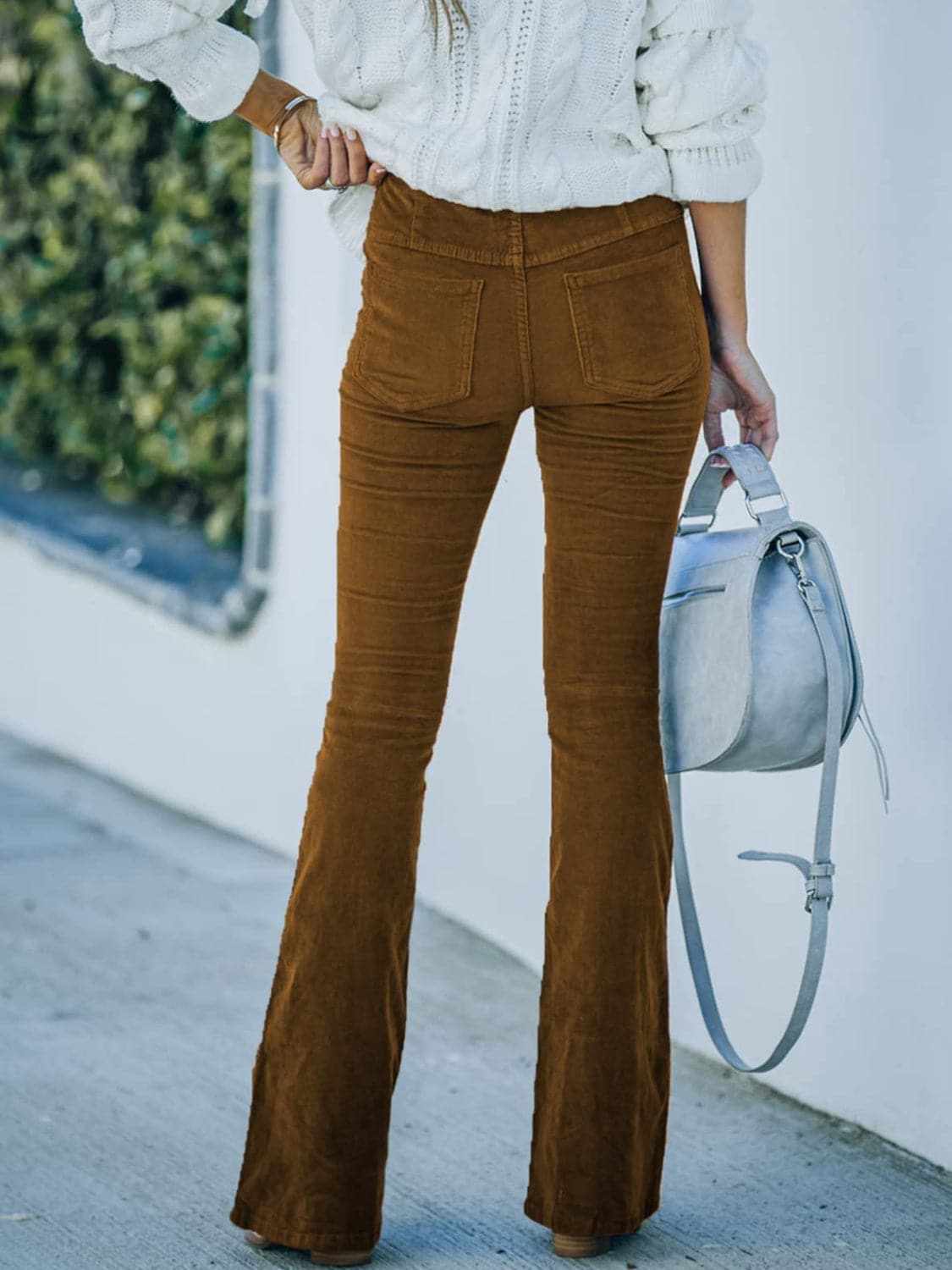 High rise bootcut trousers, polyester - Love Salve 