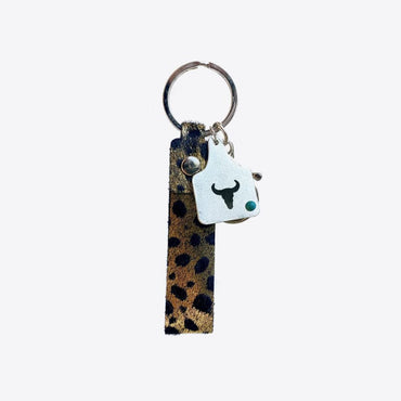 Genuine Leather Alloy Keychain.