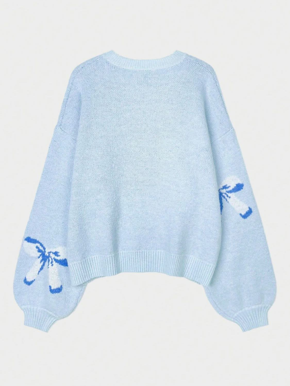 Bow Round Neck Long Sleeve Sweater