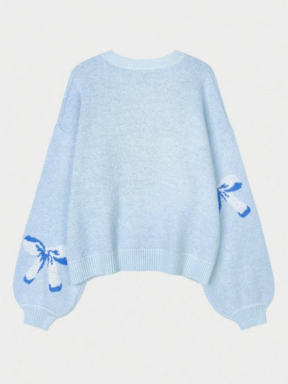 Bow Round Neck Long Sleeve Sweater