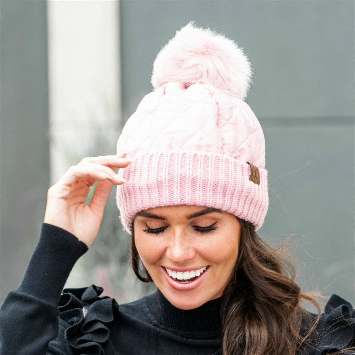 Snap & Slay Quilted Pom Beanie – The Perfect Blend of Cozy and Chic! Coco’s Tee Boutique