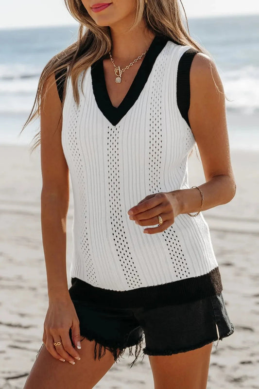 Simply Love: Knit Vest - Eyelet Trim Simply Love