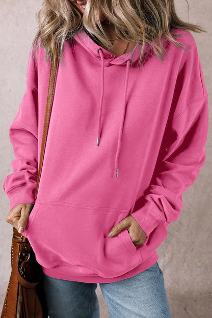 Sheer drawstring pocket hoodie with long sleeves