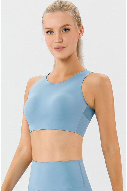 Round Neck Wide Strap Active Bra.