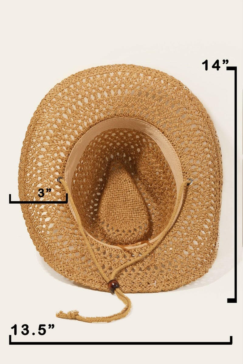 Fame Rope Strap Straw Braided Hat.