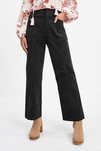 Comfort Fit Straight Leg Trousers with Elastic Waist