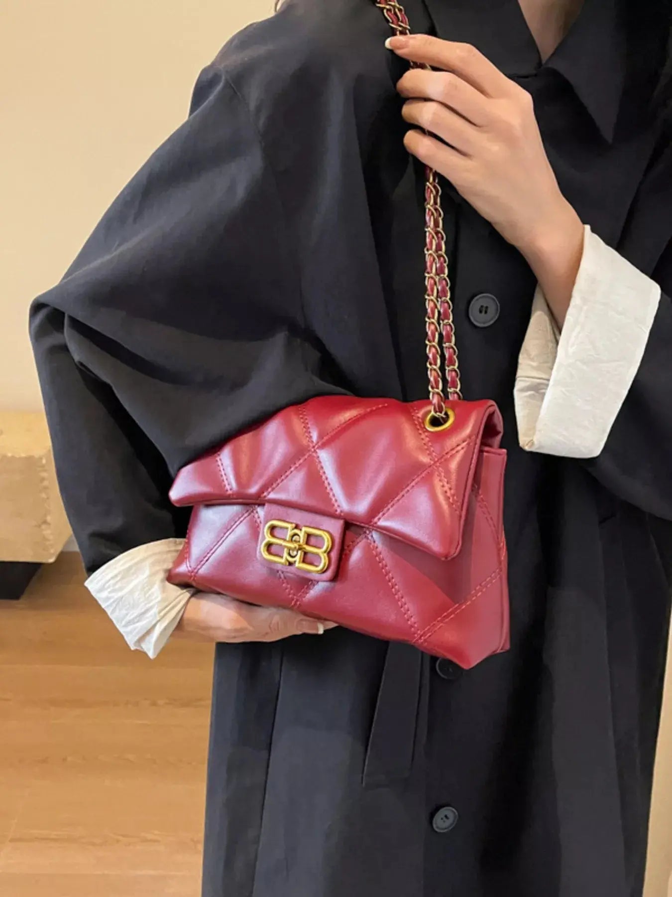 Quilted Flap Chain Crossbody Bag Simply Love