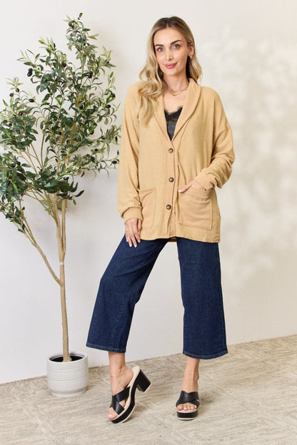 Heimish Full Size Button Up Long Sleeve Cardigan.