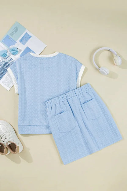 Simply Love: Textured Tee & Skirt Set