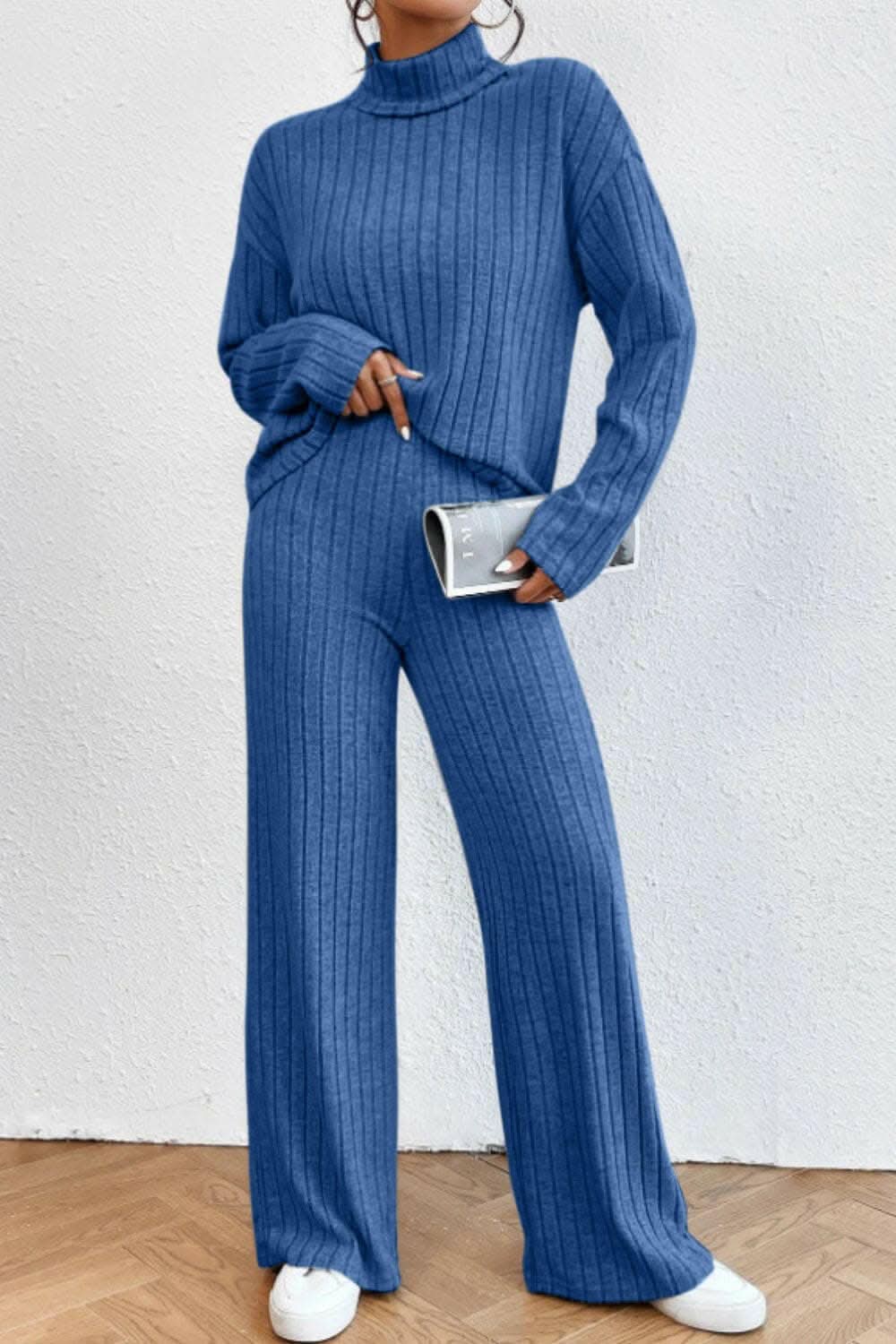 Chic mock neck top & pants set - Love Salve 