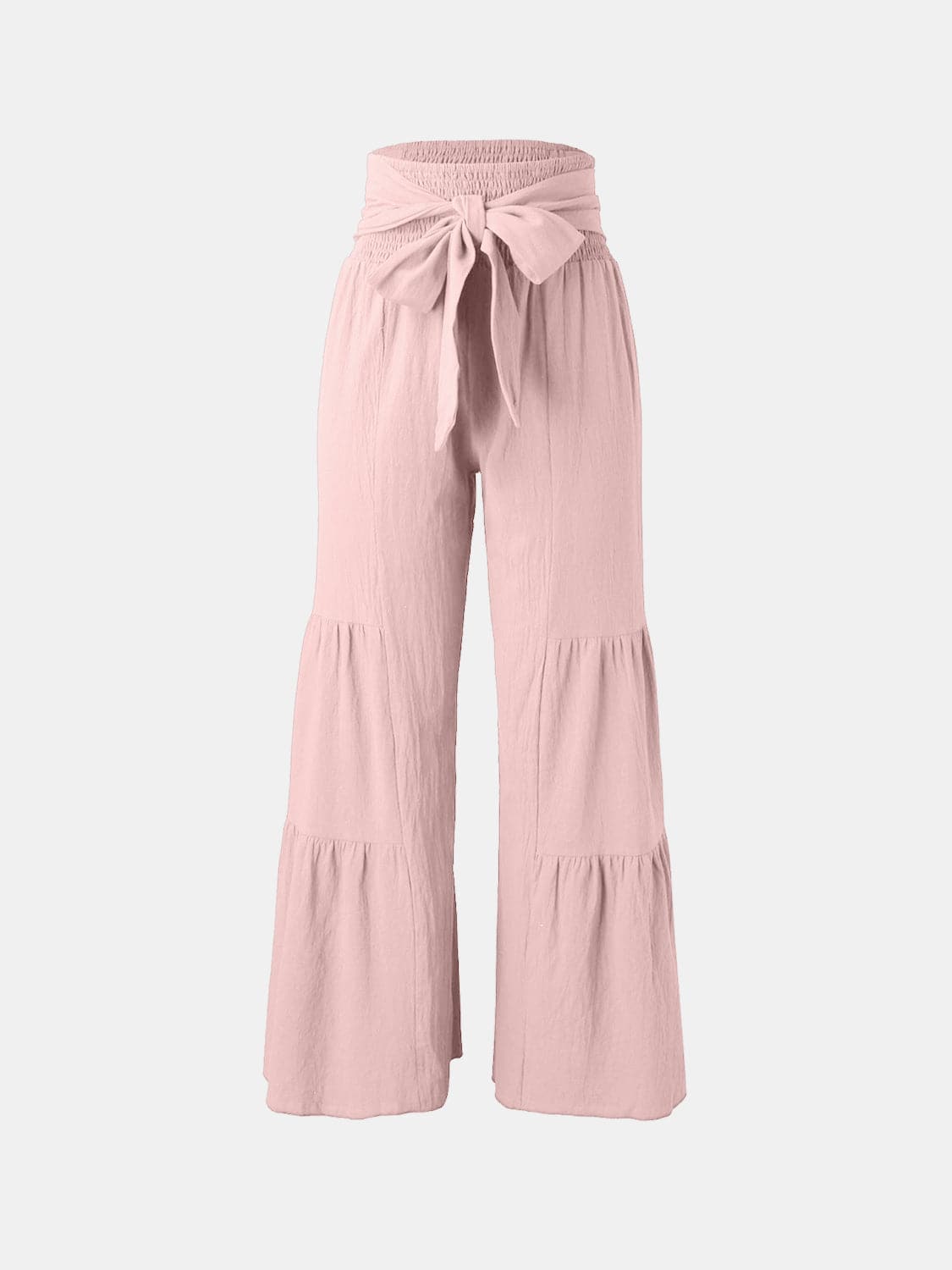 Tied Ruched Wide Leg Pants.