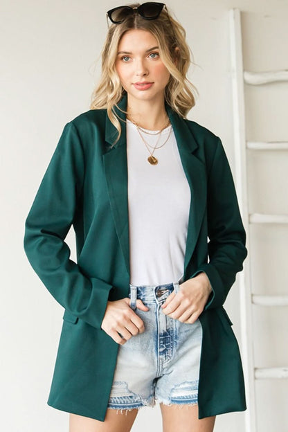 Chic Essentials Open Front Long Sleeve Blazer with Pockets