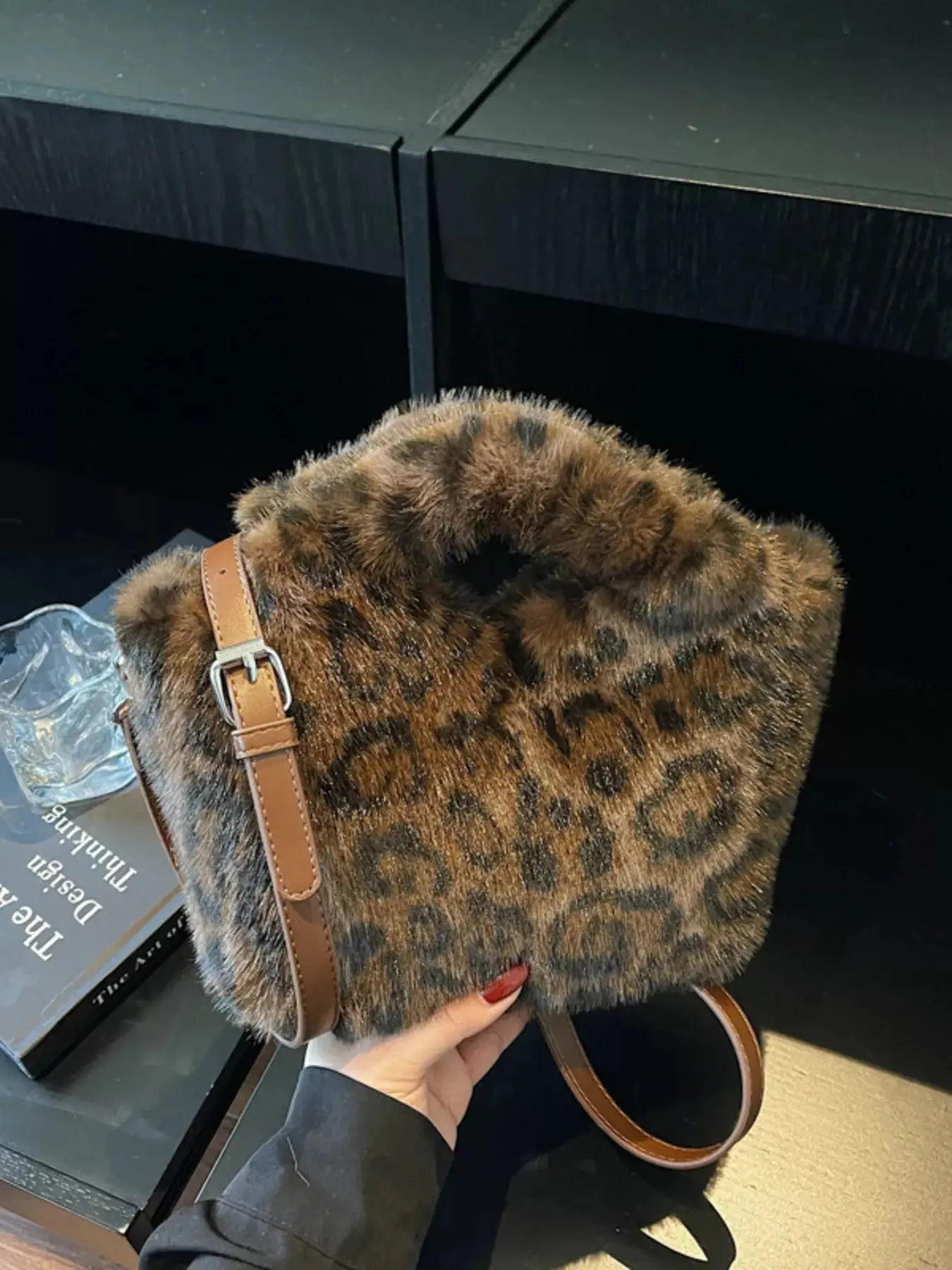 Leopard Plush Crossbody Bag Simply Love