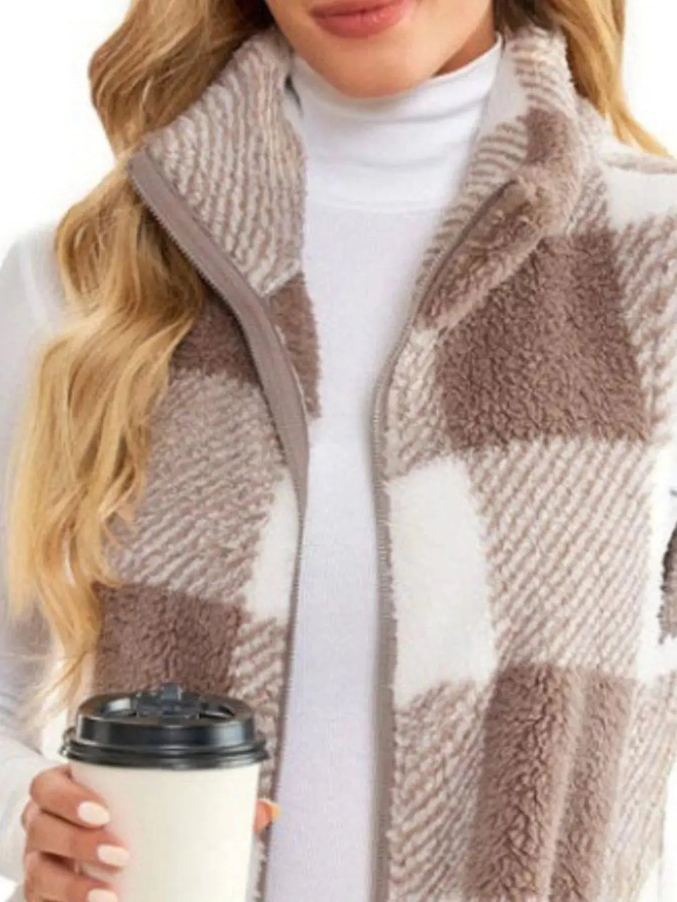 Full Size Color Block Zip Up Vest Coat Plus Size Simply Love