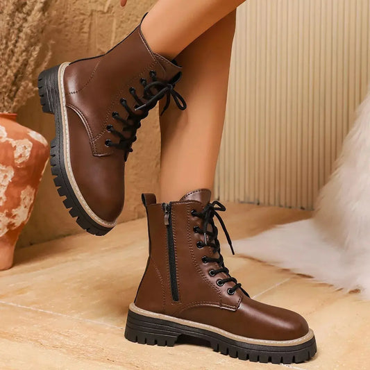 Round Toe Lace Up Boots Simply Love