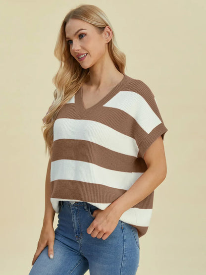 Double Take: Striped V-Neck Sweater