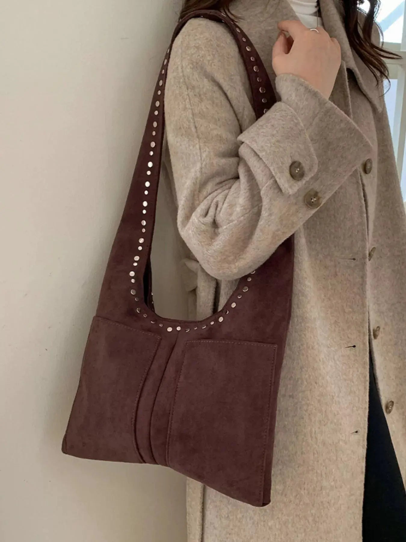 Studded Suede Shoulder Bag Simply Love