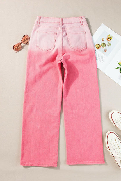 Rhinestone Gradient Straight Jeans.