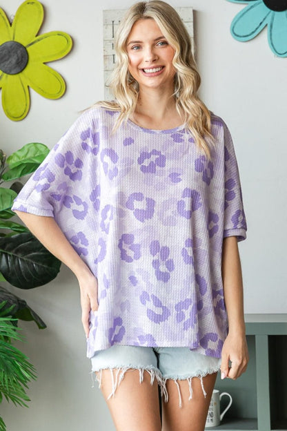 HOPELY Print Waffle Oversized T-Shirt.