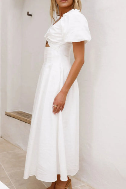 Sweet Serenity Puff Sleeve Midi Dress