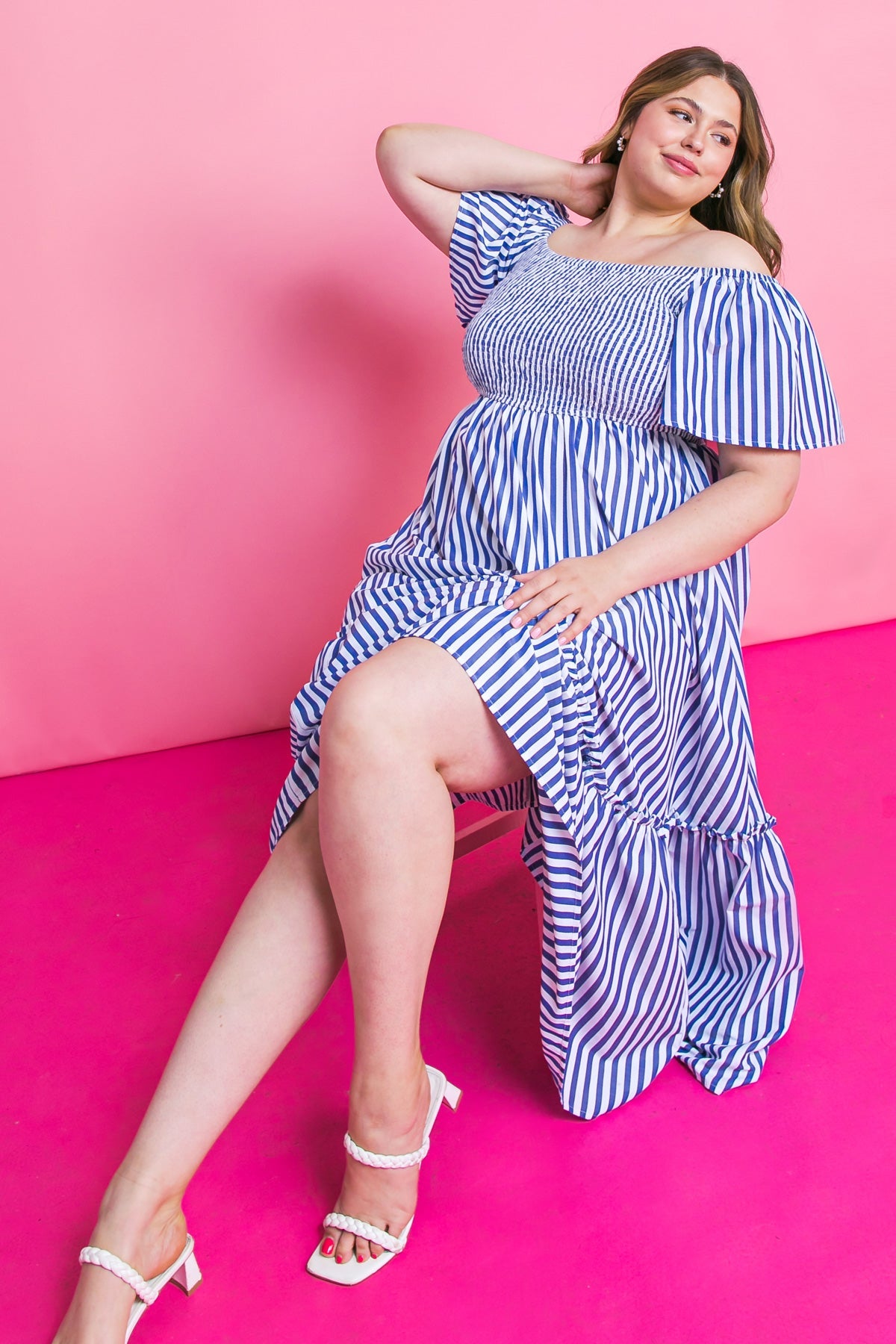 ALWAYS A VIBE WOVEN MIDI DRESS 