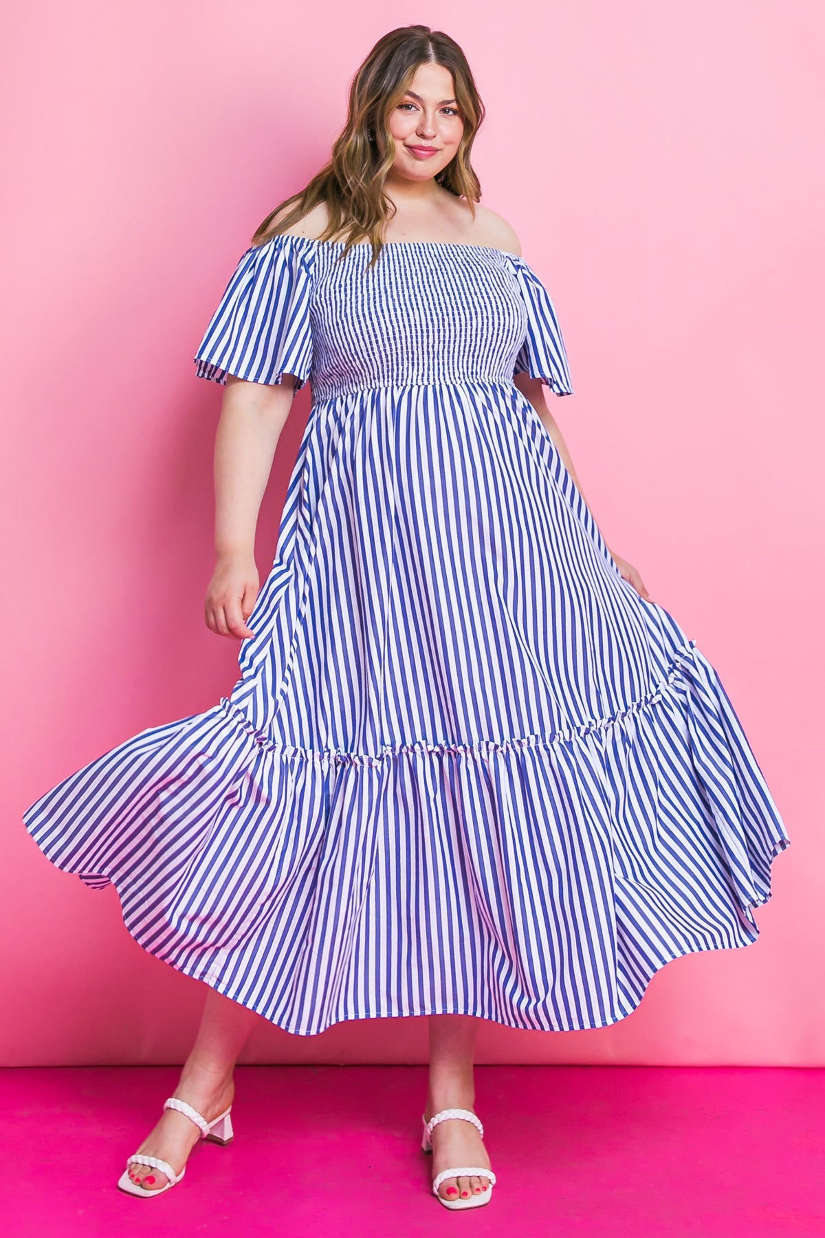 ALWAYS A VIBE WOVEN MIDI DRESS 
