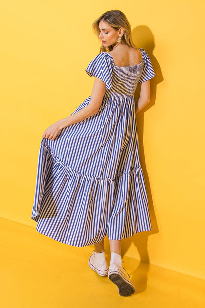 ALWAYS A VIBE WOVEN MIDI DRESS 
