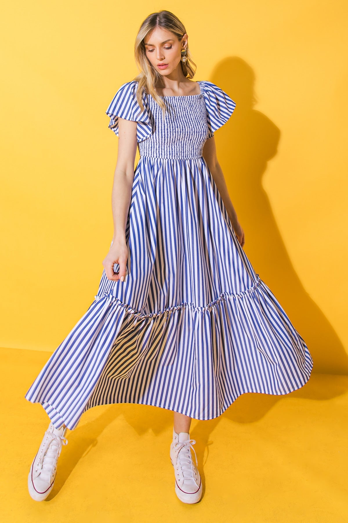 ALWAYS A VIBE WOVEN MIDI DRESS 