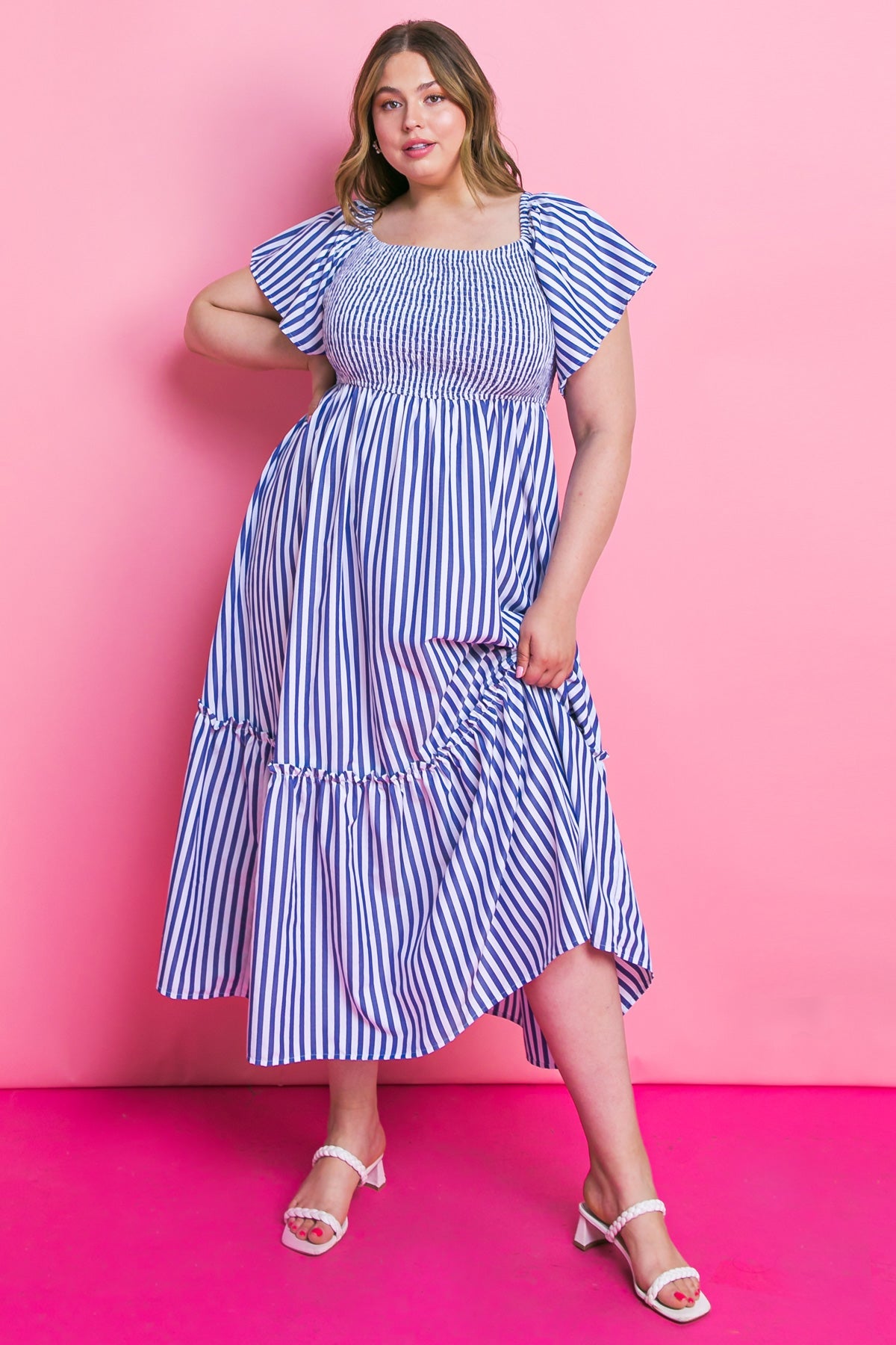 ALWAYS A VIBE WOVEN MIDI DRESS 