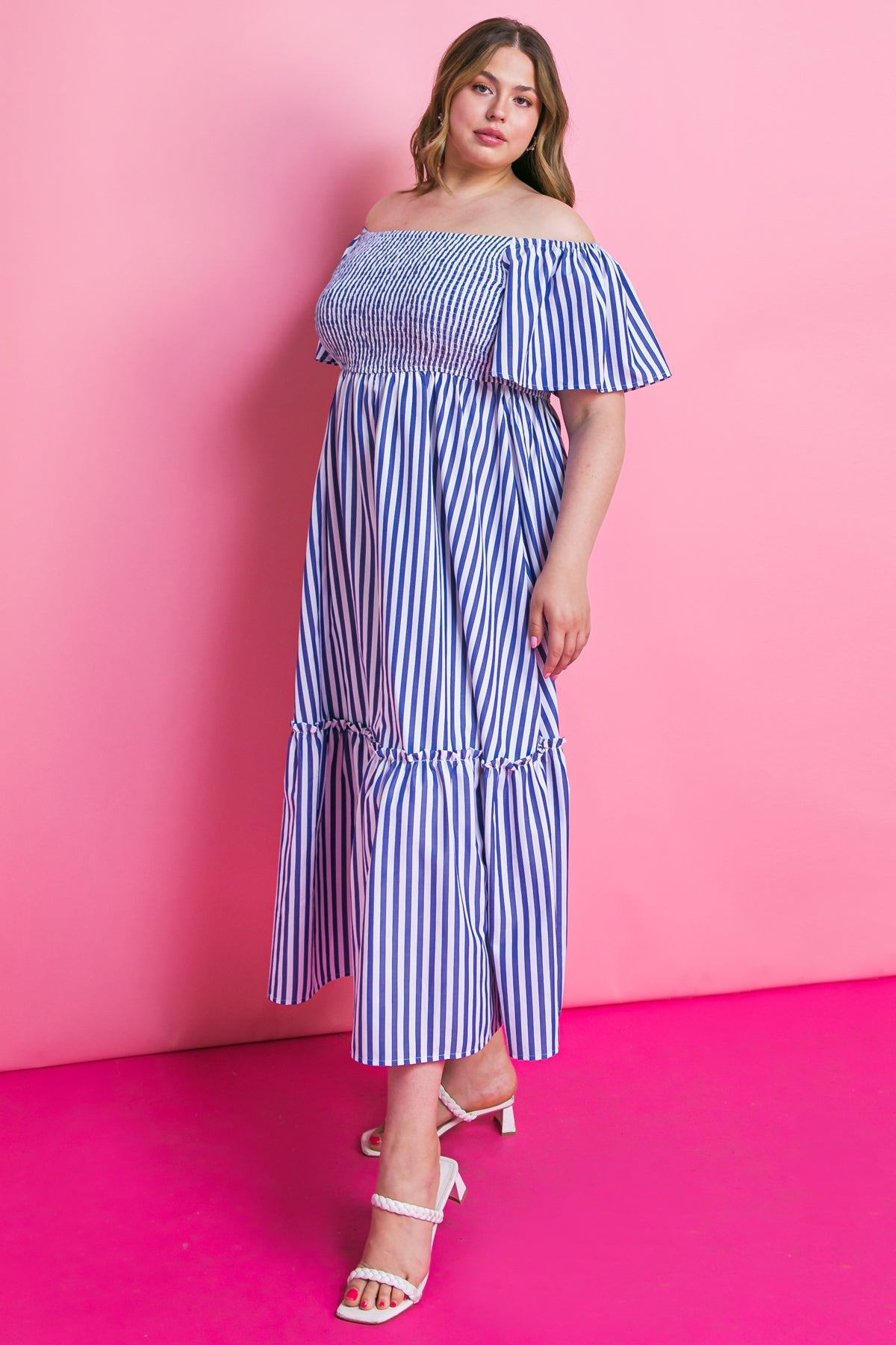 ALWAYS A VIBE WOVEN MIDI DRESS 