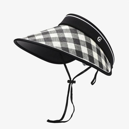 Adjustable Plaid Sun Hat - Natural Grass 