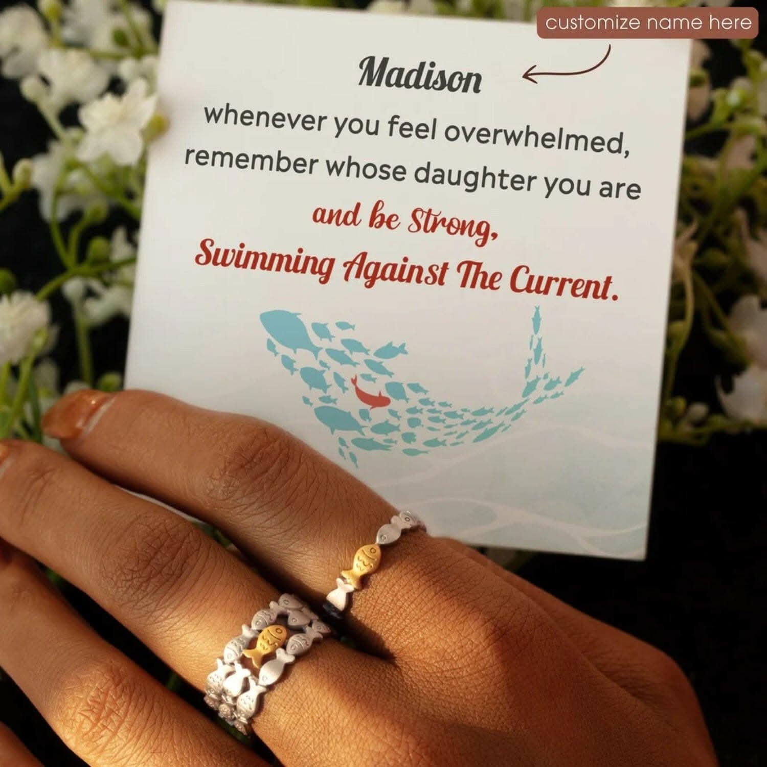 Adjustable sterling silver fish ring 