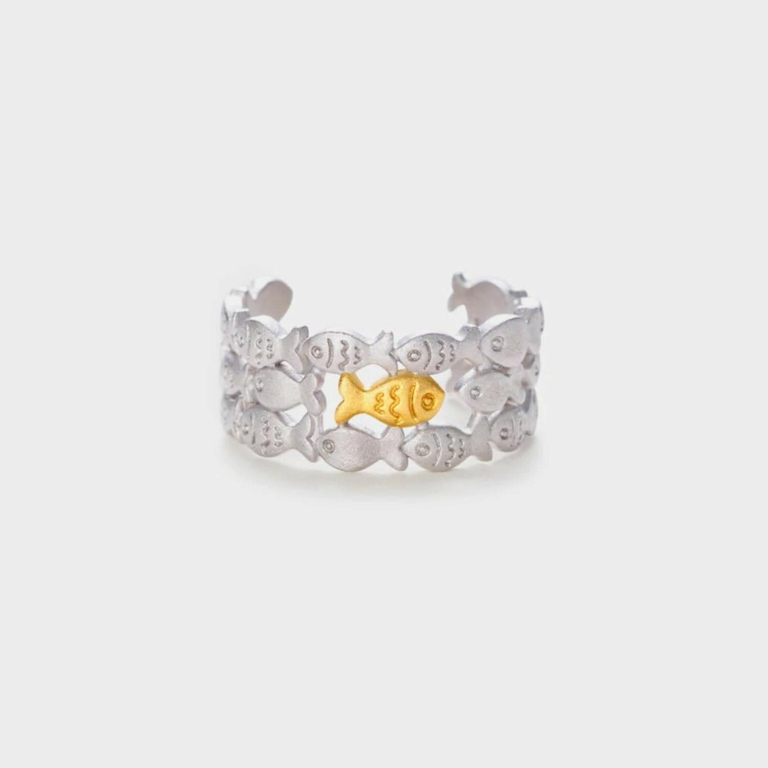 Adjustable sterling silver fish ring 
