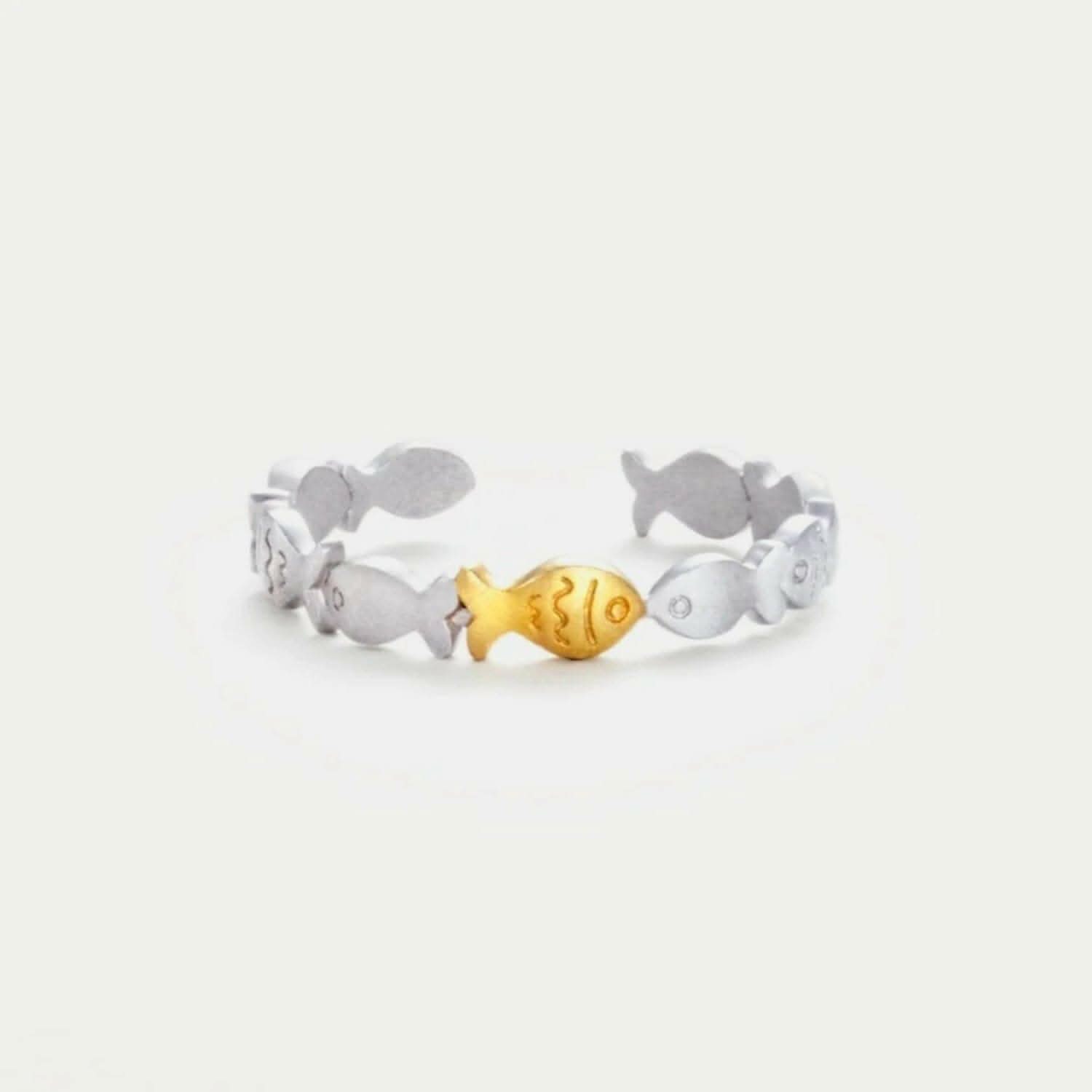 Adjustable sterling silver fish ring 