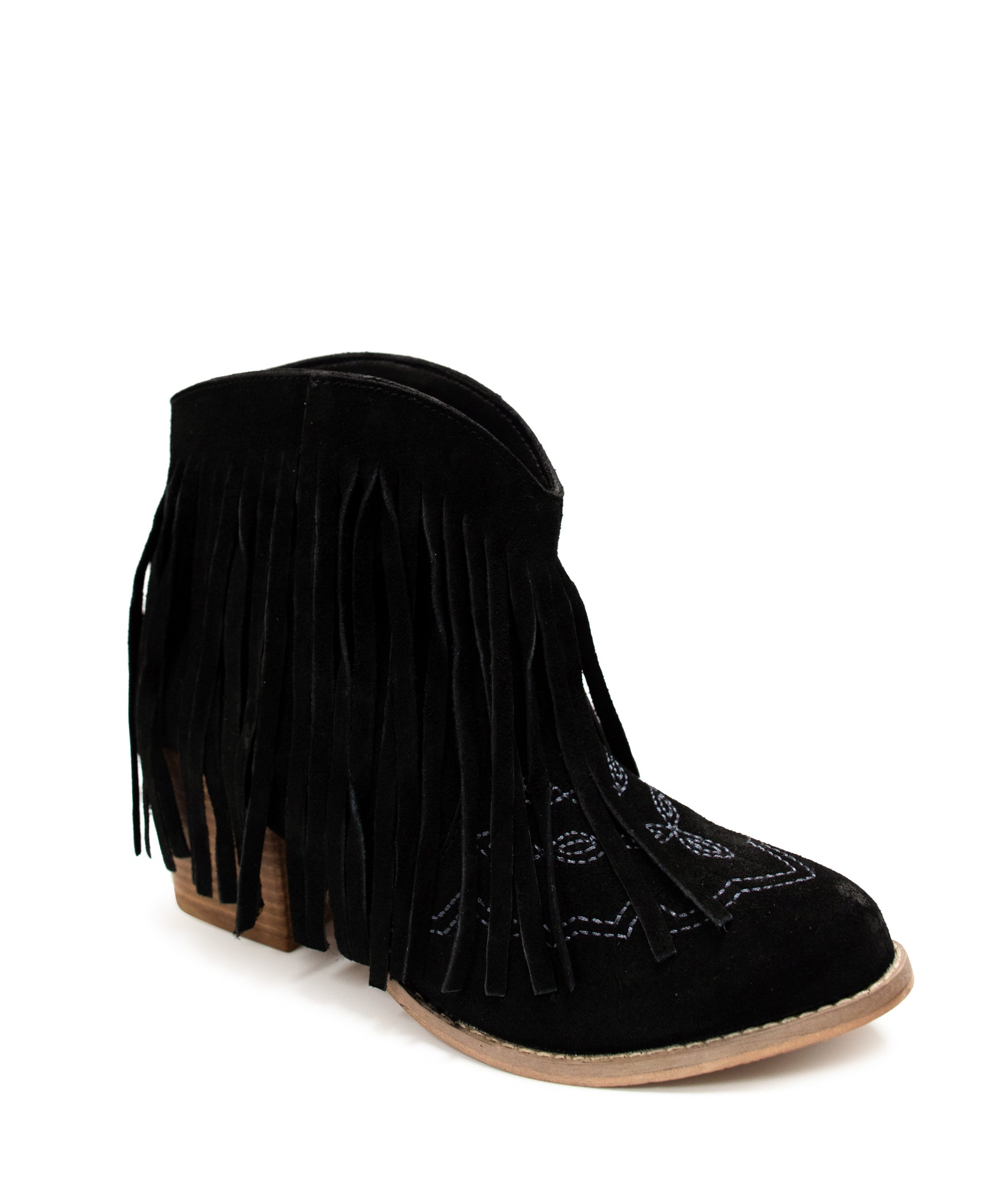 Amos Fringe Ankle Bootie in Black Suede - Product image 6 110 Fashion Boots by Naughty Monkey