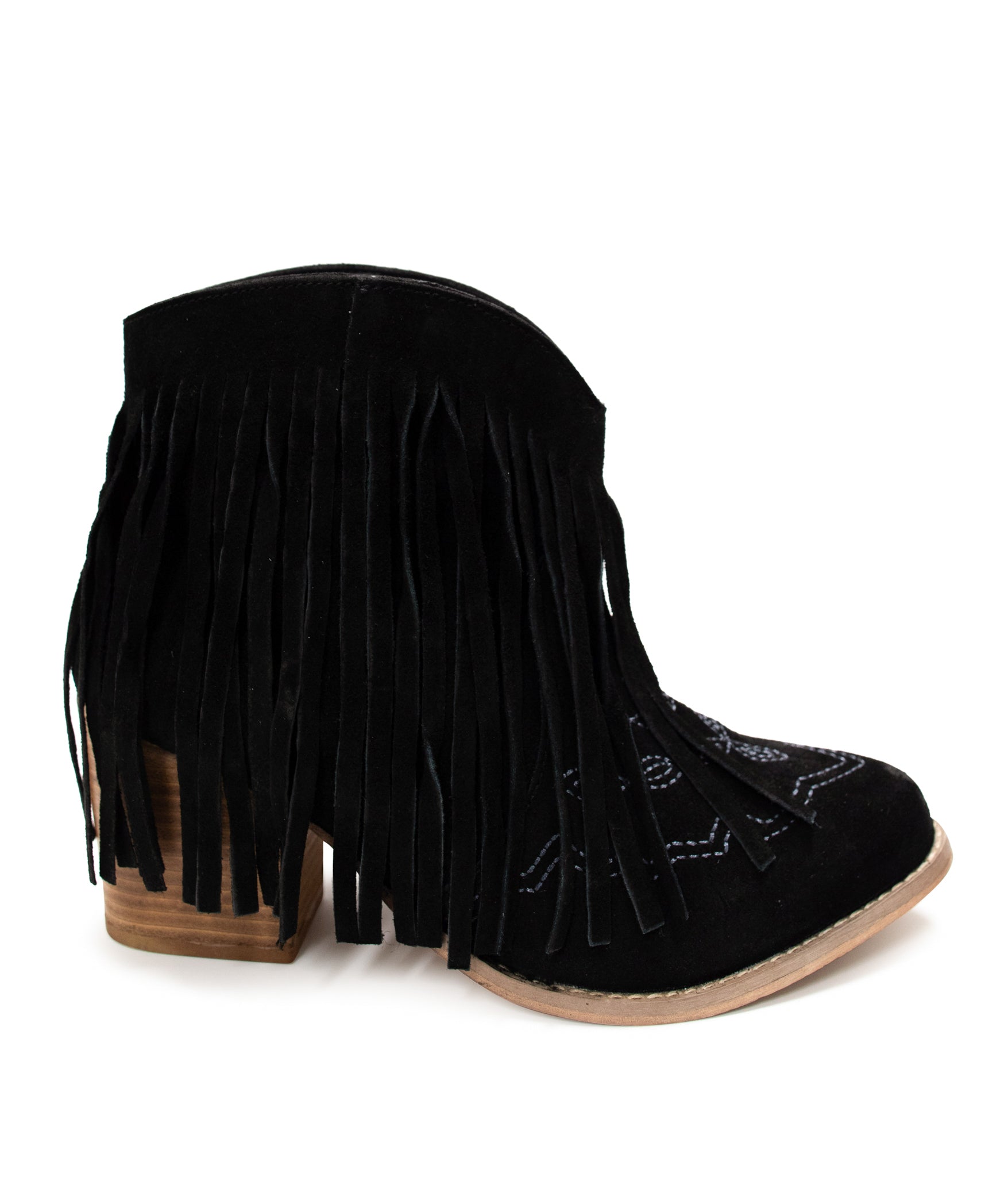 Amos Fringe Ankle Bootie in Black Suede - Product image 10 110 Fashion Boots by Naughty Monkey
