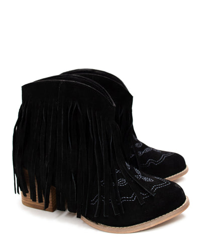 Amos Fringe Ankle Bootie in Black Suede - Product image 9 110 Fashion Boots by Naughty Monkey