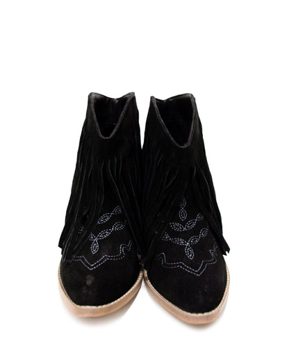 Amos Fringe Ankle Bootie in Black Suede - Product image 7 110 Fashion Boots by Naughty Monkey