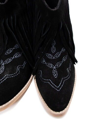 Amos Fringe Ankle Bootie in Black Suede - Product image 12 110 Fashion Boots by Naughty Monkey