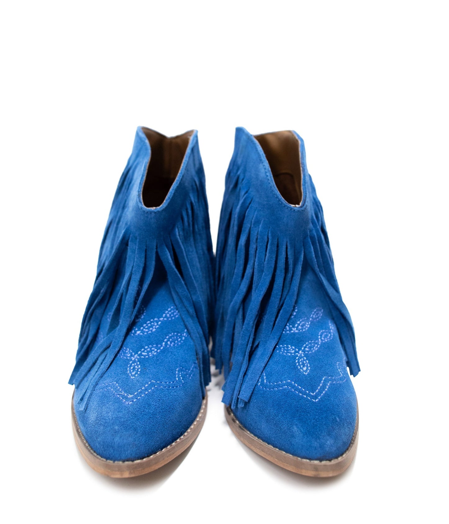 Amos Fringe Ankle Bootie in Blue Suede - Product image 5 110 Fashion Boots by Naughty Monkey