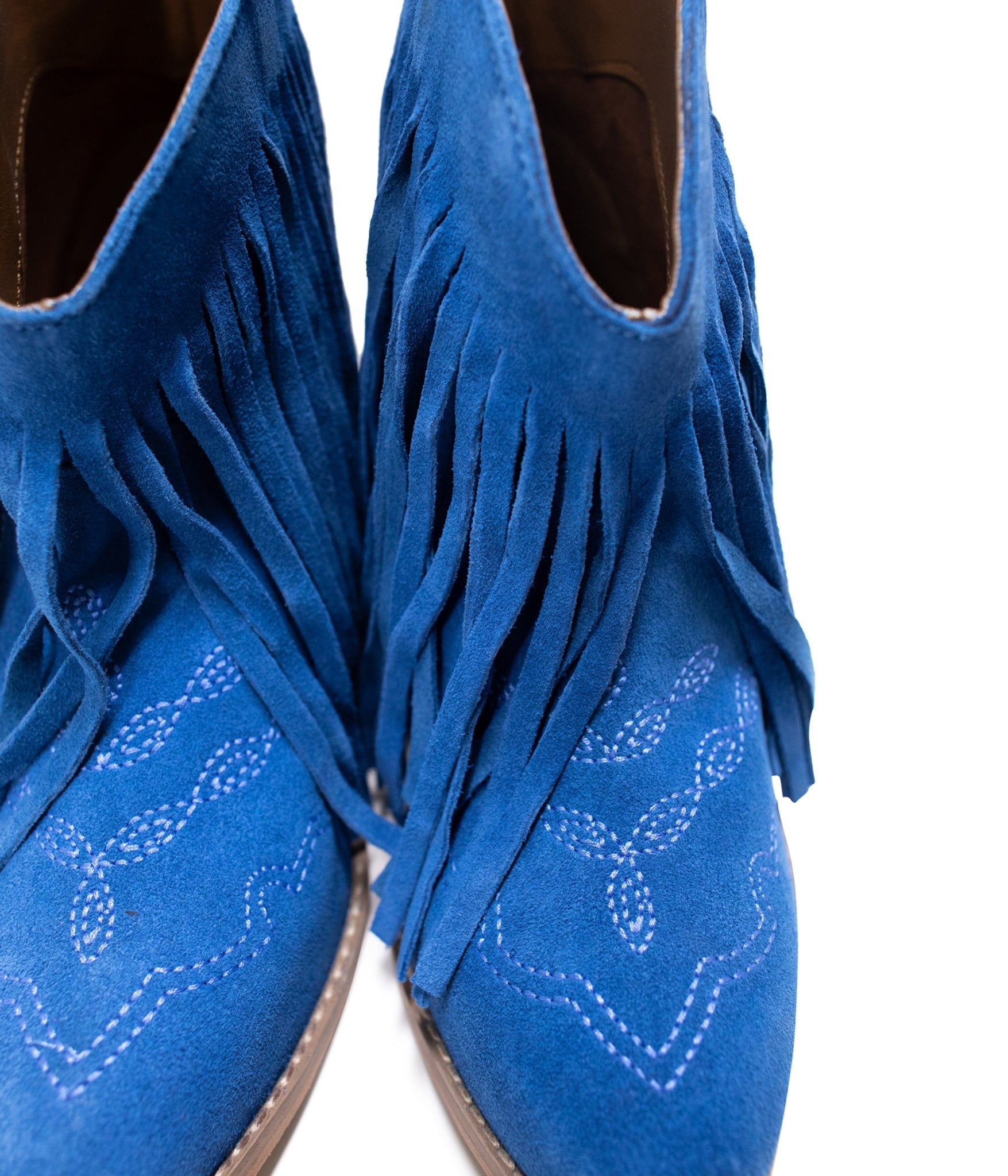 Amos Fringe Ankle Bootie in Blue Suede - Product image 6 110 Fashion Boots by Naughty Monkey