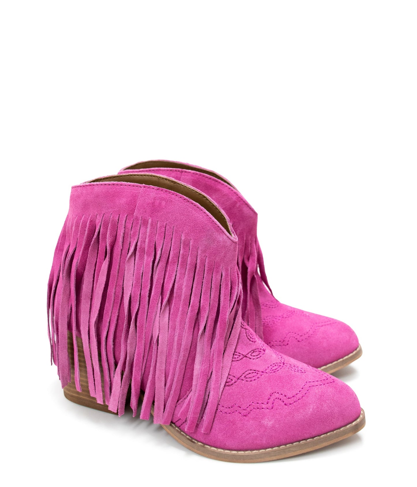 Amos Fringe Ankle Bootie in Magenta Suede - Product image 5 110 Fashion Boots by Naughty Monkey