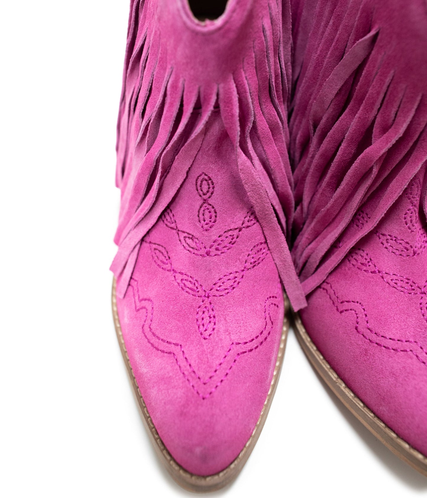 Amos Fringe Ankle Bootie in Magenta Suede - Product image 10 110 Fashion Boots by Naughty Monkey