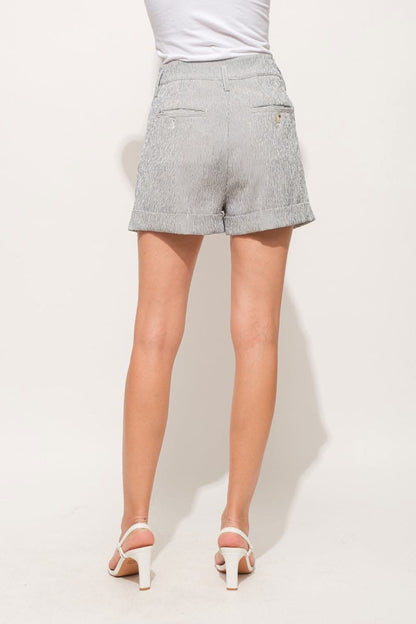 And The Why Pin Striped High Waist Rolled Shorts - Love Salve 